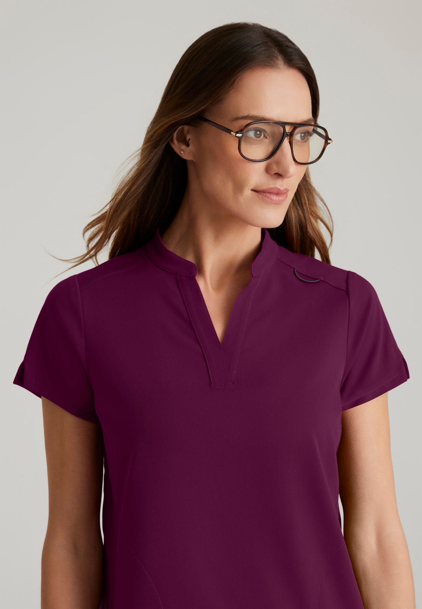 GRST230 Women's Avery 2-Pocket Banded Collar Top