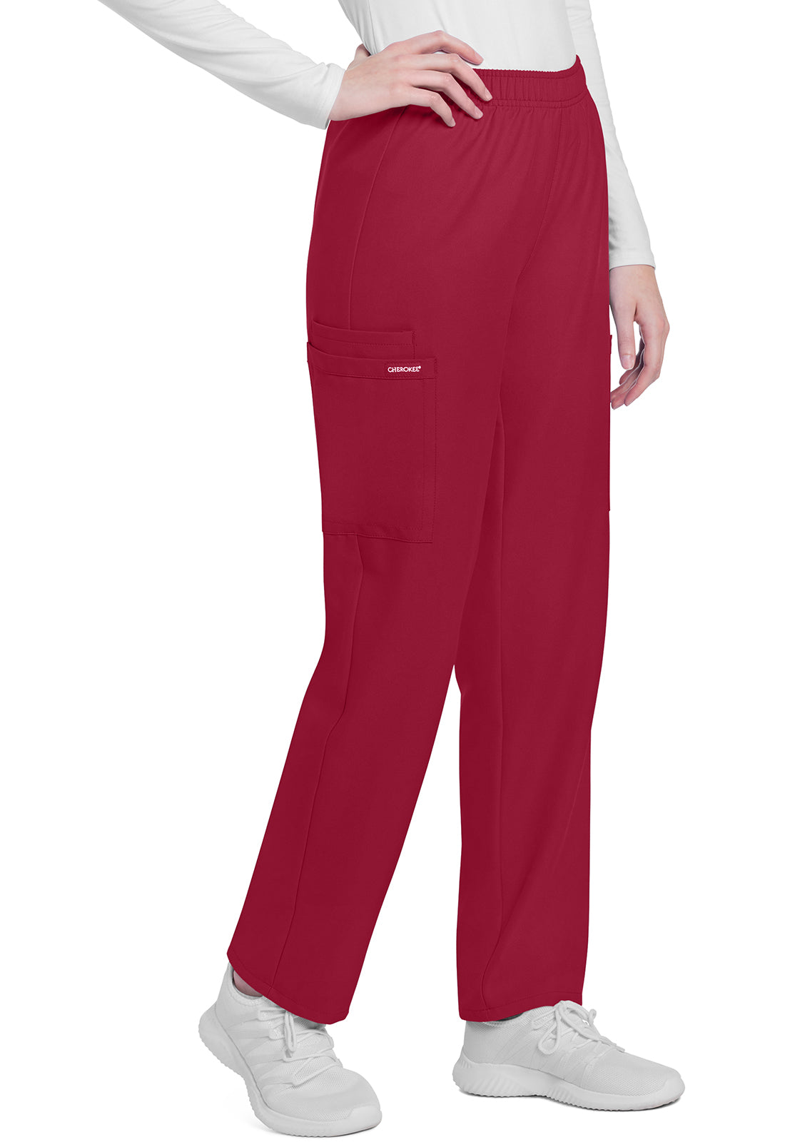 Women's Mid Rise Pull On Slim Cargo Scrub Pant