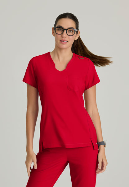 Women's 1 Pocket Banded V-Neck Tuck-In Top