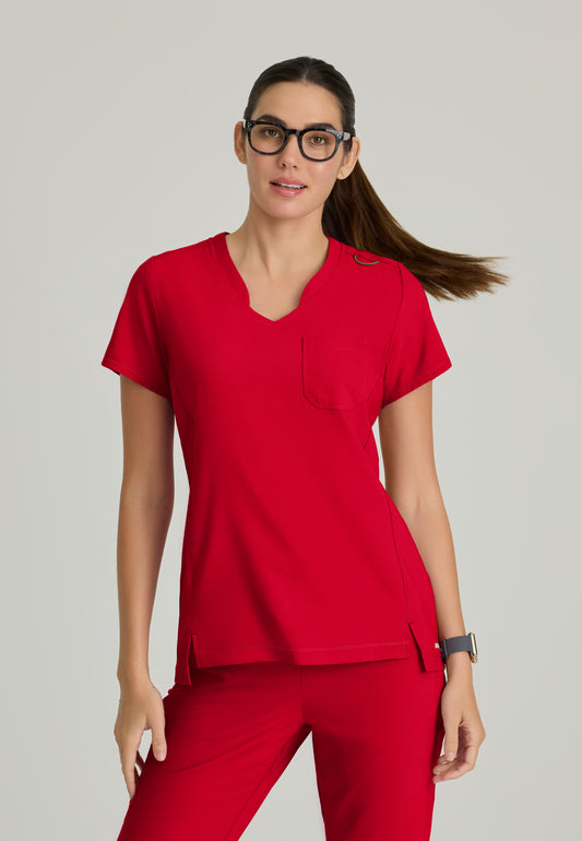 Women's 1 Pocket Banded V-Neck Tuck-In Top