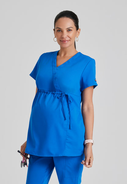2-Pocket Mock Wrap Maternity Top