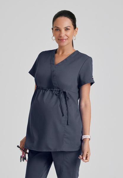 2-Pocket Mock Wrap Maternity Top