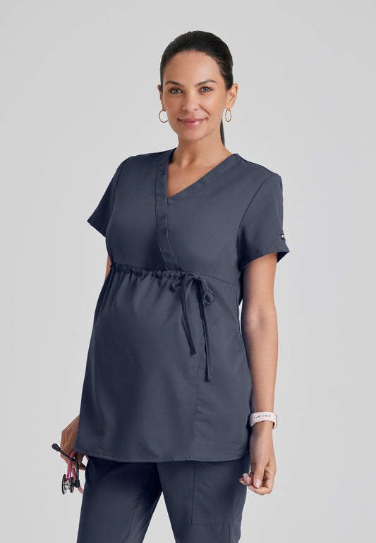 2-Pocket Mock Wrap Maternity Top