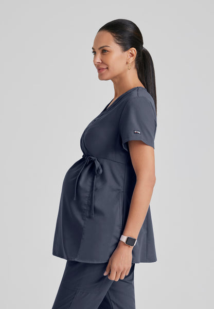 2-Pocket Mock Wrap Maternity Top