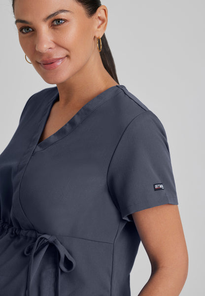 2-Pocket Mock Wrap Maternity Top