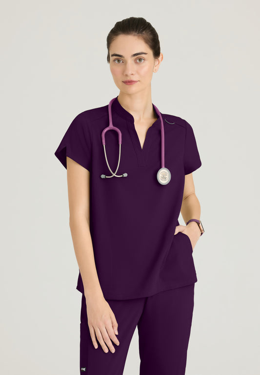GRST230 Women's Avery 2-Pocket Banded Collar Top