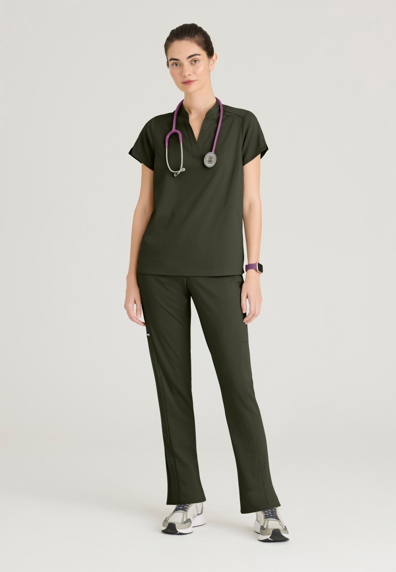 GRST230 Women's Avery 2-Pocket Banded Collar Top