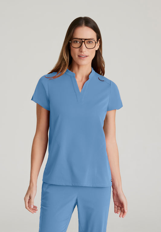 GRST230 Women's Avery 2-Pocket Banded Collar Top